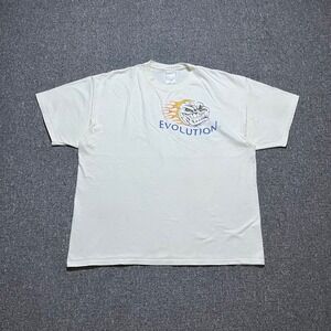 Vintage Evolution Beach Bum‎ T Shirt 2XL White Graphic Flaming Skull 90s Y2K